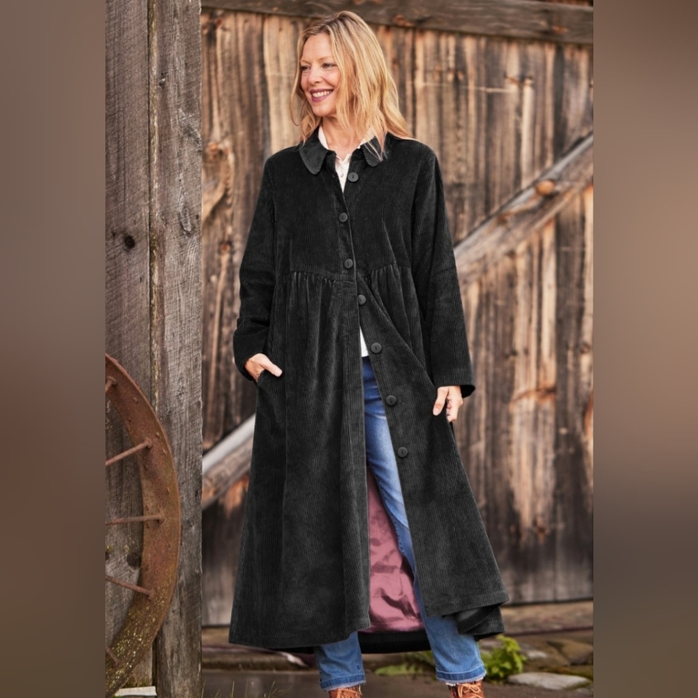 APRIL CORNELL BLACK CORDUROY DARLING COAT NWT XXS